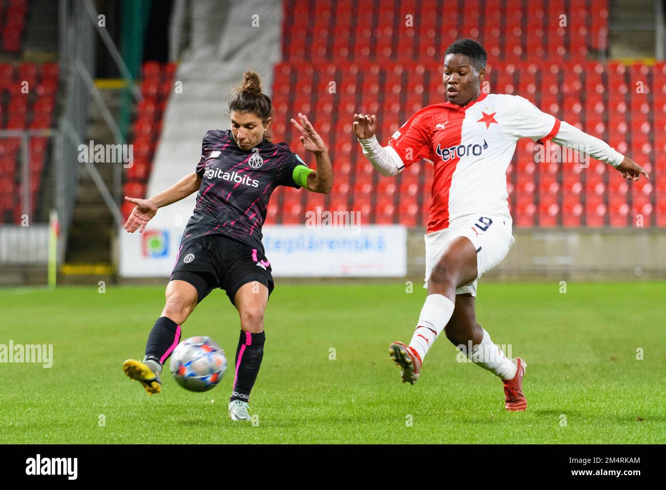 Marjolen Wafula Nekesa of Slavia scores during the final round of women  Champions League