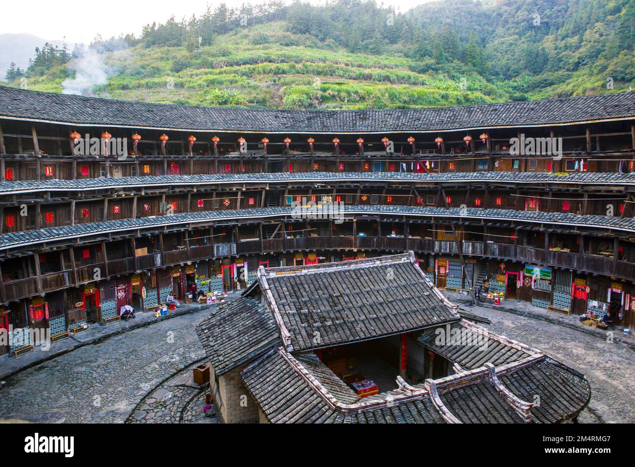 (FILE) A view of Fujian Tulou buildings in Zhangzhou City, Fujian Province, China, Nov 1, 2017. Fujian tulou is a unique large-scale rammed earth resi Stock Photo