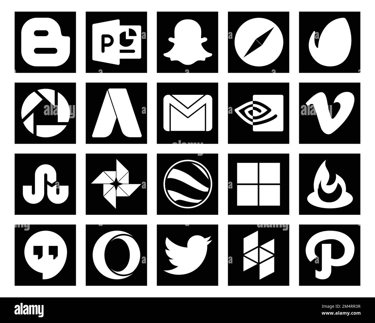20 Social Media Icon Pack Including delicious. photo. gmail. stumbleupon. vimeo Stock Vector