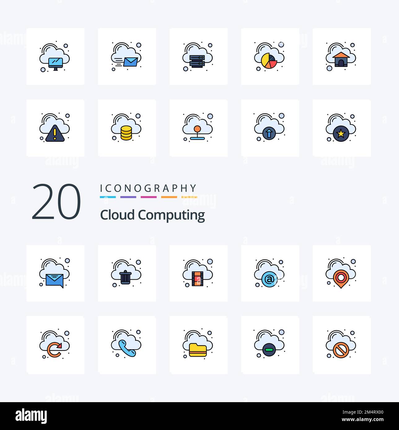 20 Cloud Computing Line Filled Color icon Pack like location server ...