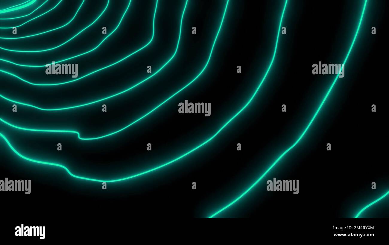 Neon lines with ripples. Design. Thin threads in row with moving ...