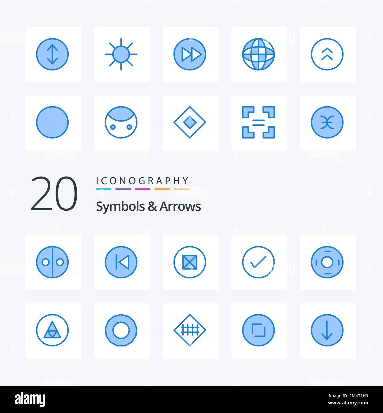 20 Symbols Arrows Blue Color icon Pack like cosmos okay music check
