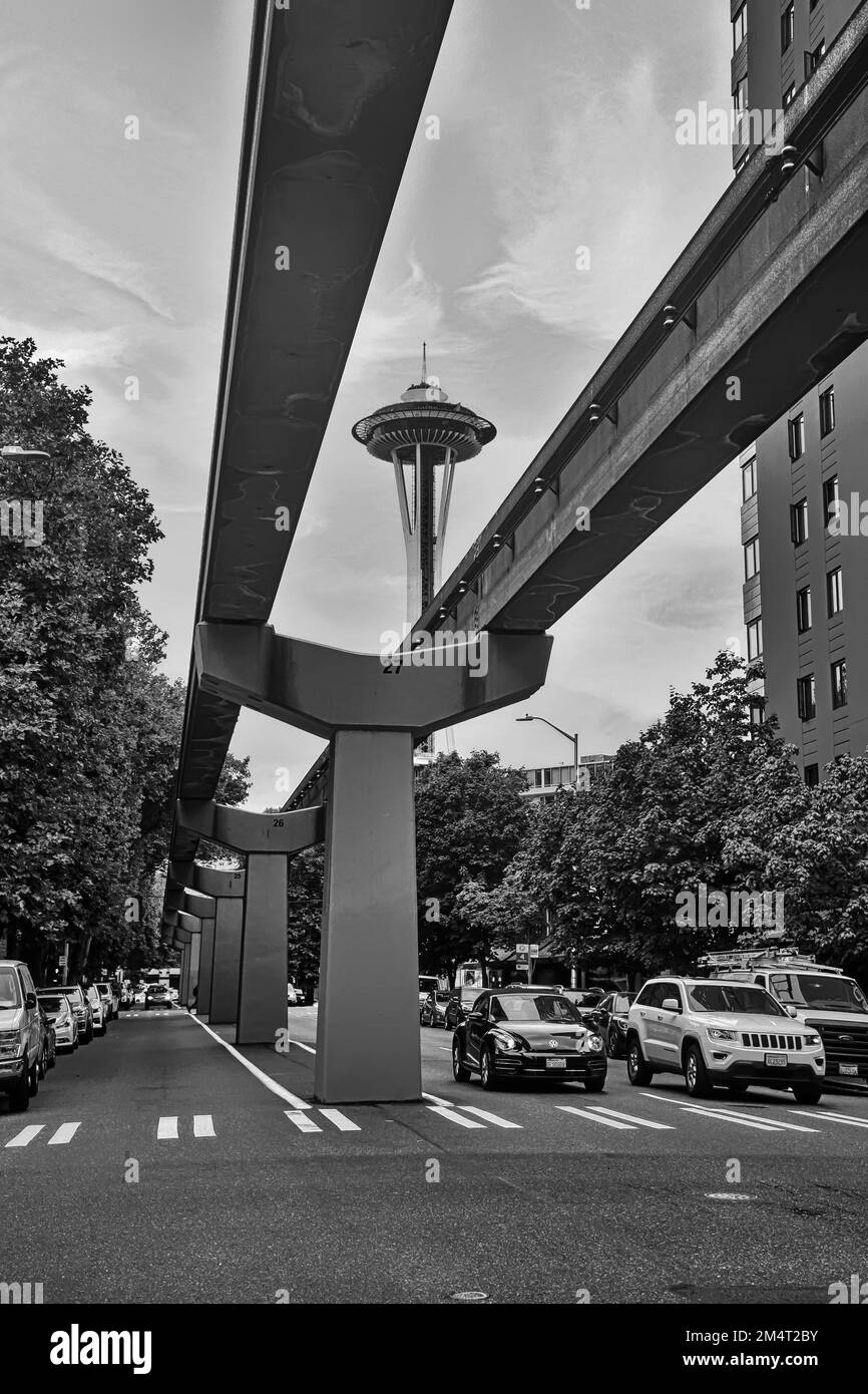 The Seattle Center Monorail ,Seattle, Washington, United States Stock Photo