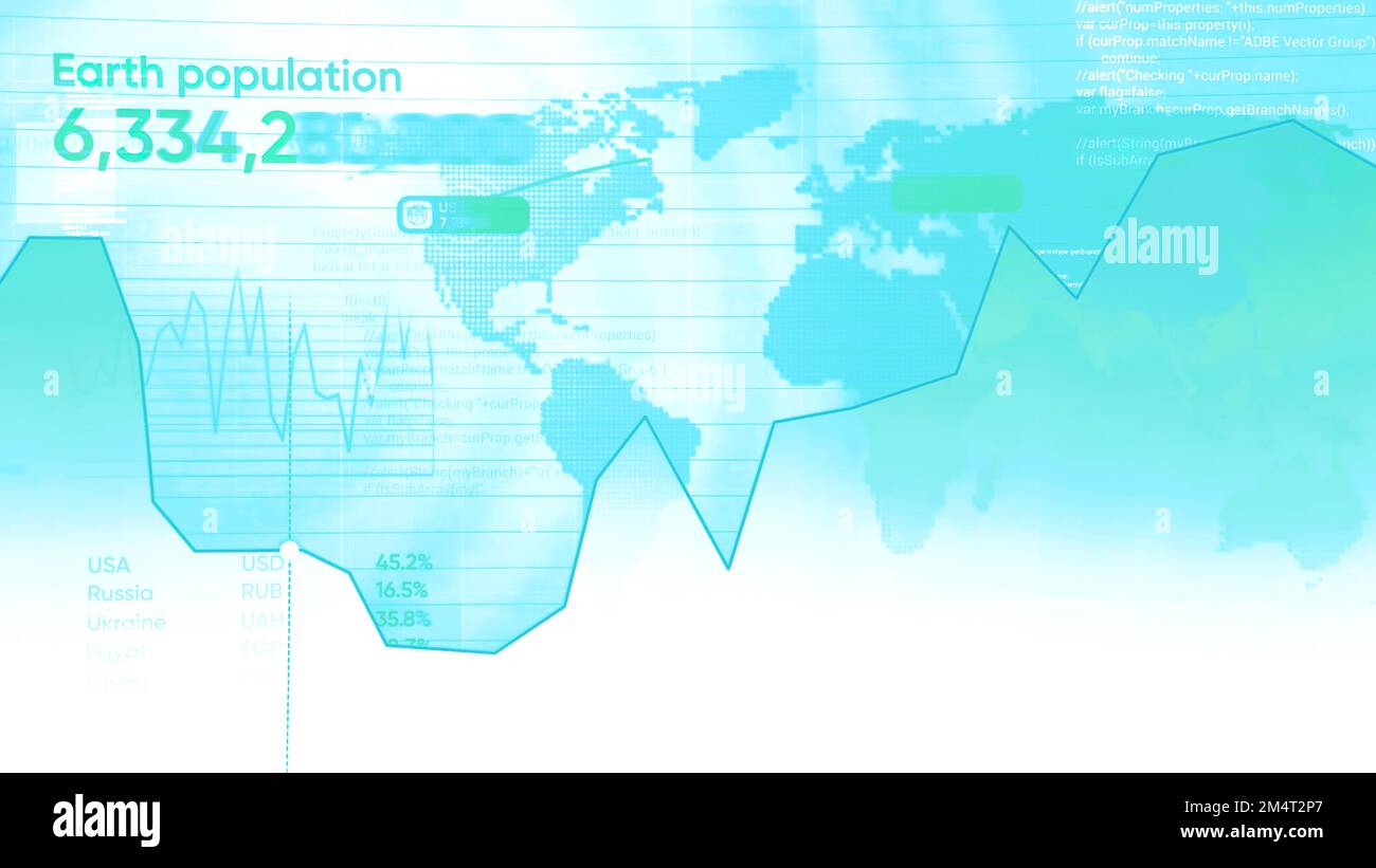 Animation with moving analytics graph. Motion. Beautiful light animation with moving dot on graph. Analytical chart with graph and moving indicators. Stock Photo