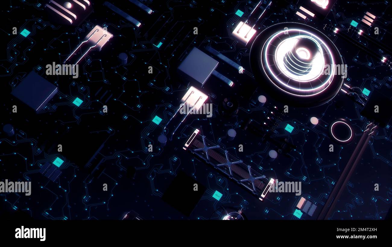 Futuristic ultra detailed abstract machine. Motion. Alien space