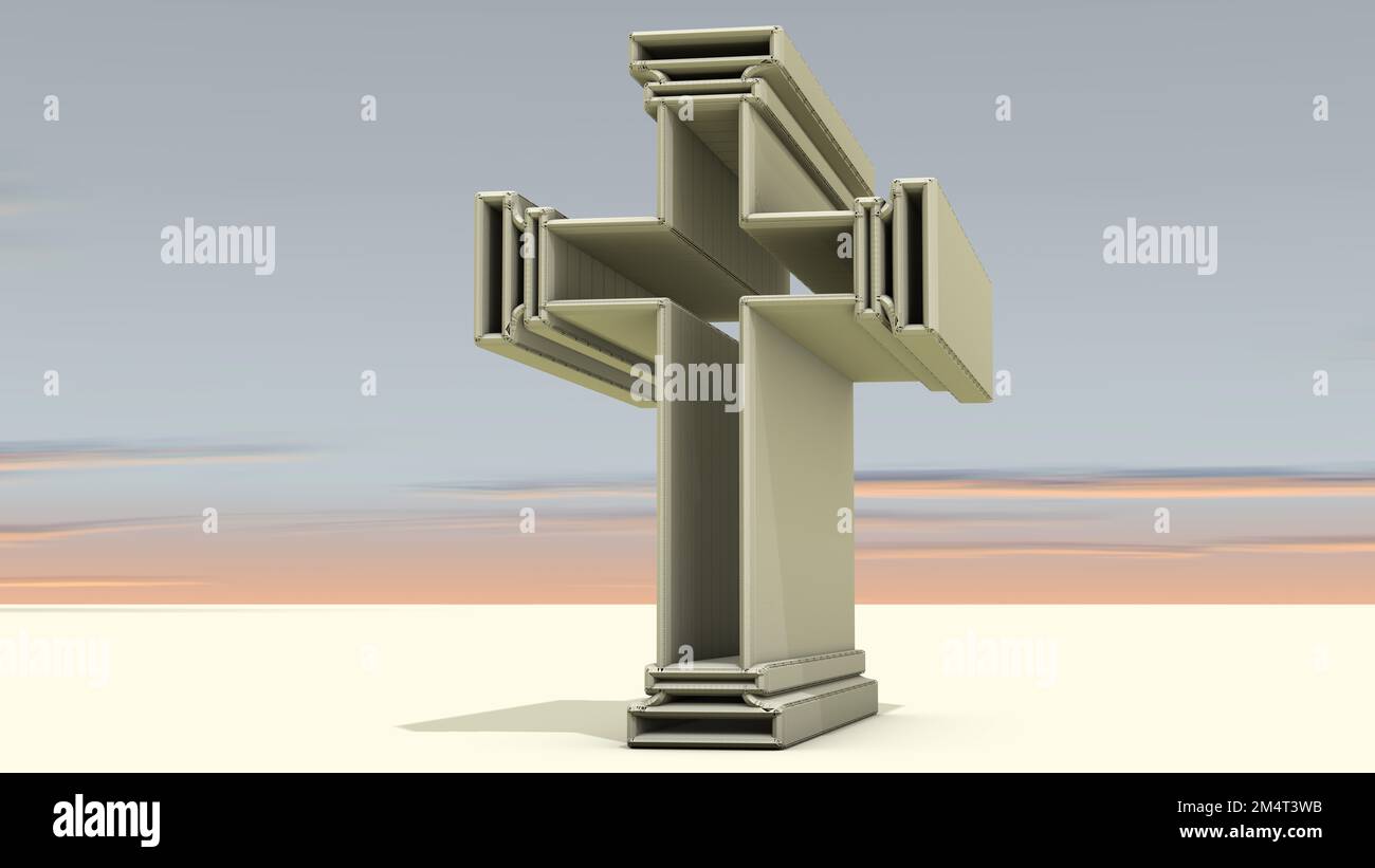 A 3D Illustration of an architectural structure based on a Christian ...