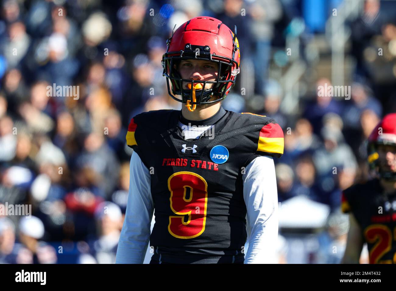 Ferris State Bulldogs Cam Underwood (9) during the first quarter of the