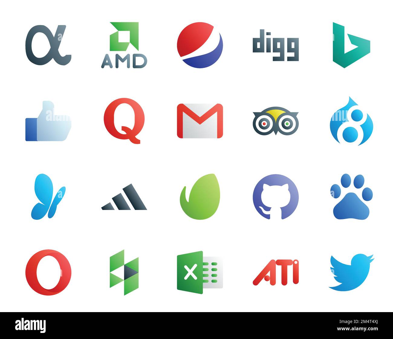 20 Social Media Icon Pack Including github. adidas. gmail. msn. travel Stock Vector