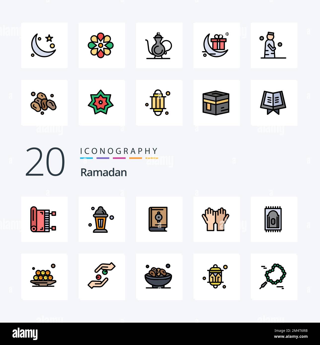 20 Ramadan Line Filled Color icon Pack like salat prayer ramadan pray