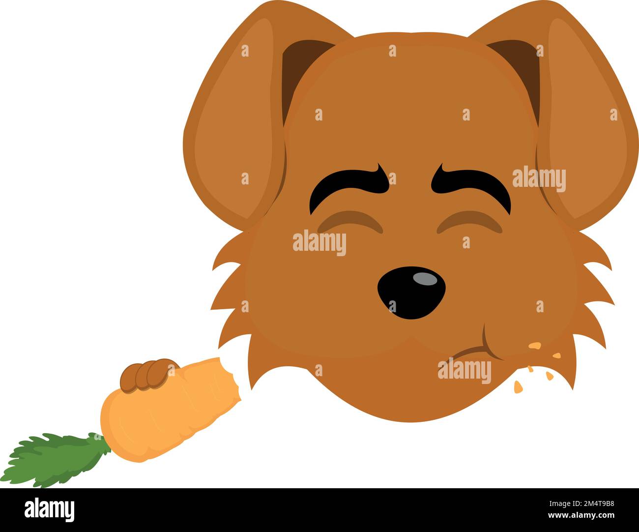 vector illustration of the face cartoon dog eating a carrot Stock Vector
