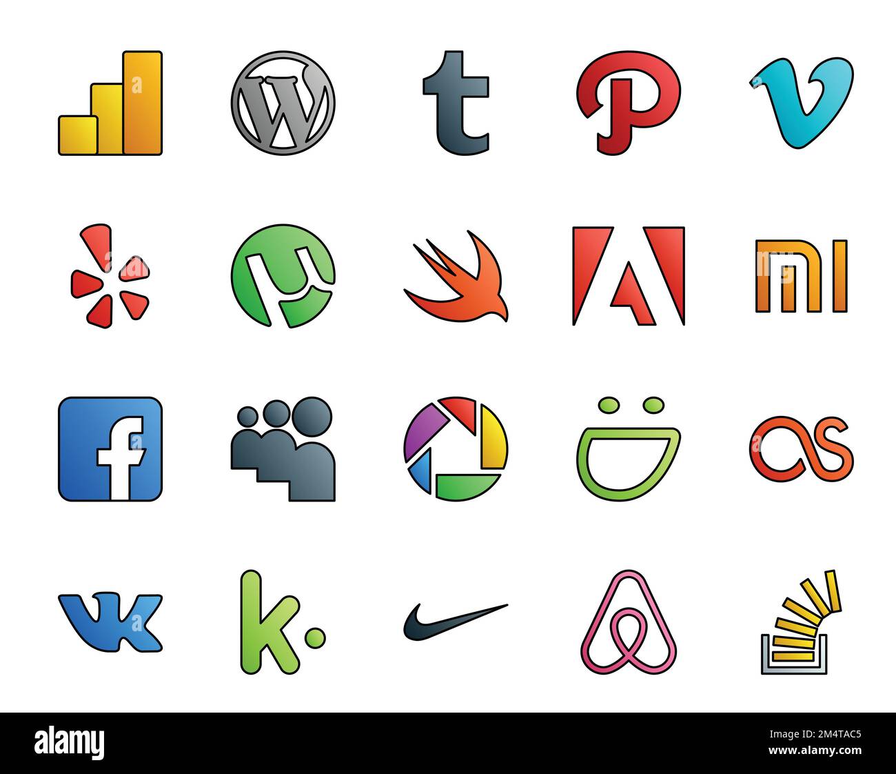 20 Social Media Icon Pack Including vk. smugmug. utorrent. picasa