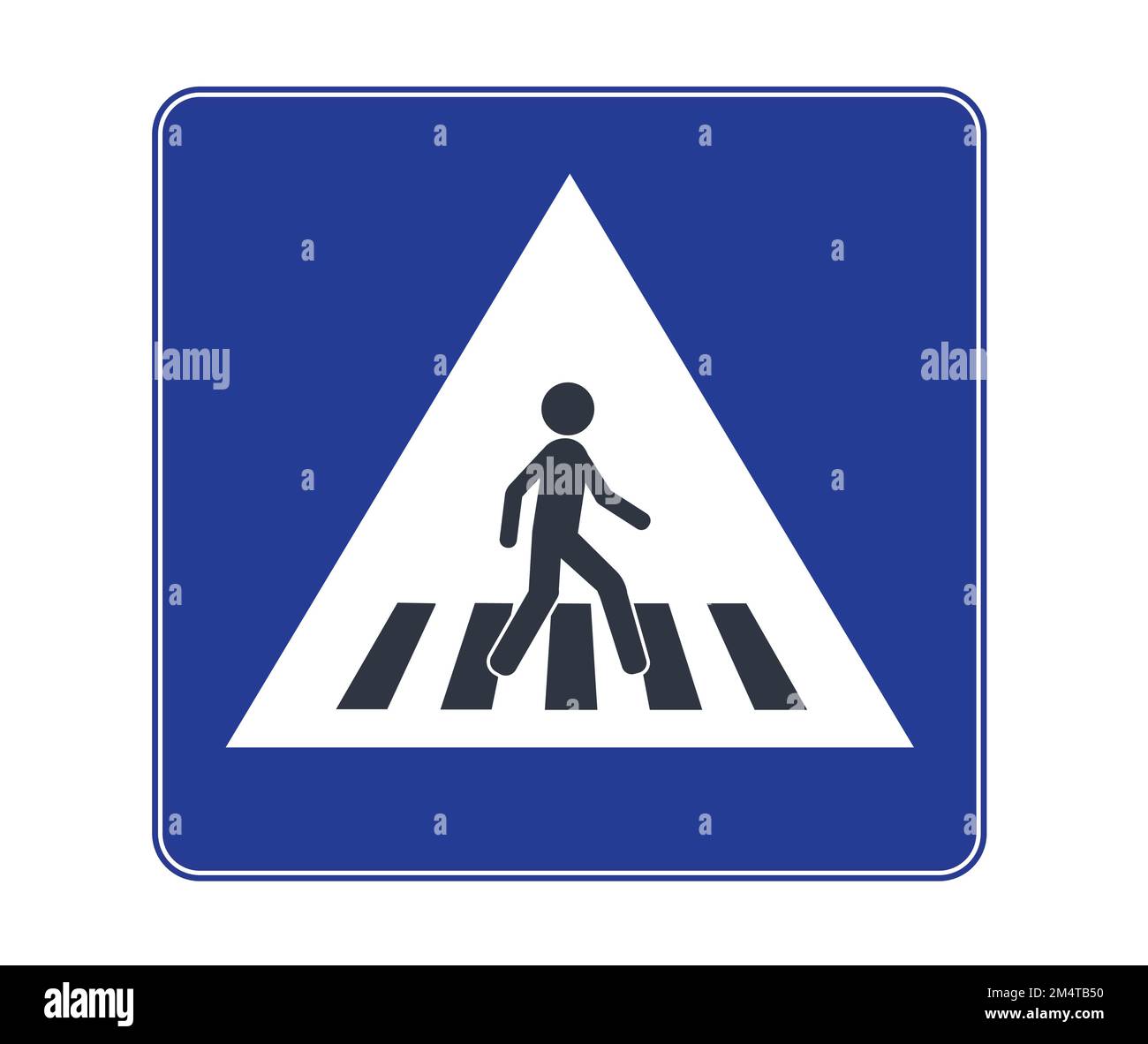 Pedestrian crossing sign on blue background. Concept of traffic