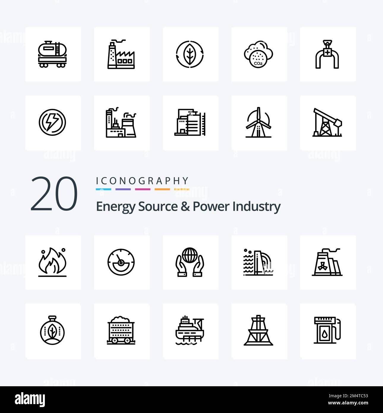 20 Energy Source And Power Industry Line icon Pack like factory
