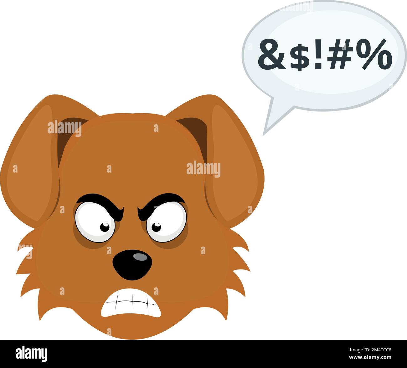 vector illustration of the face of a cartoon dog with an angry