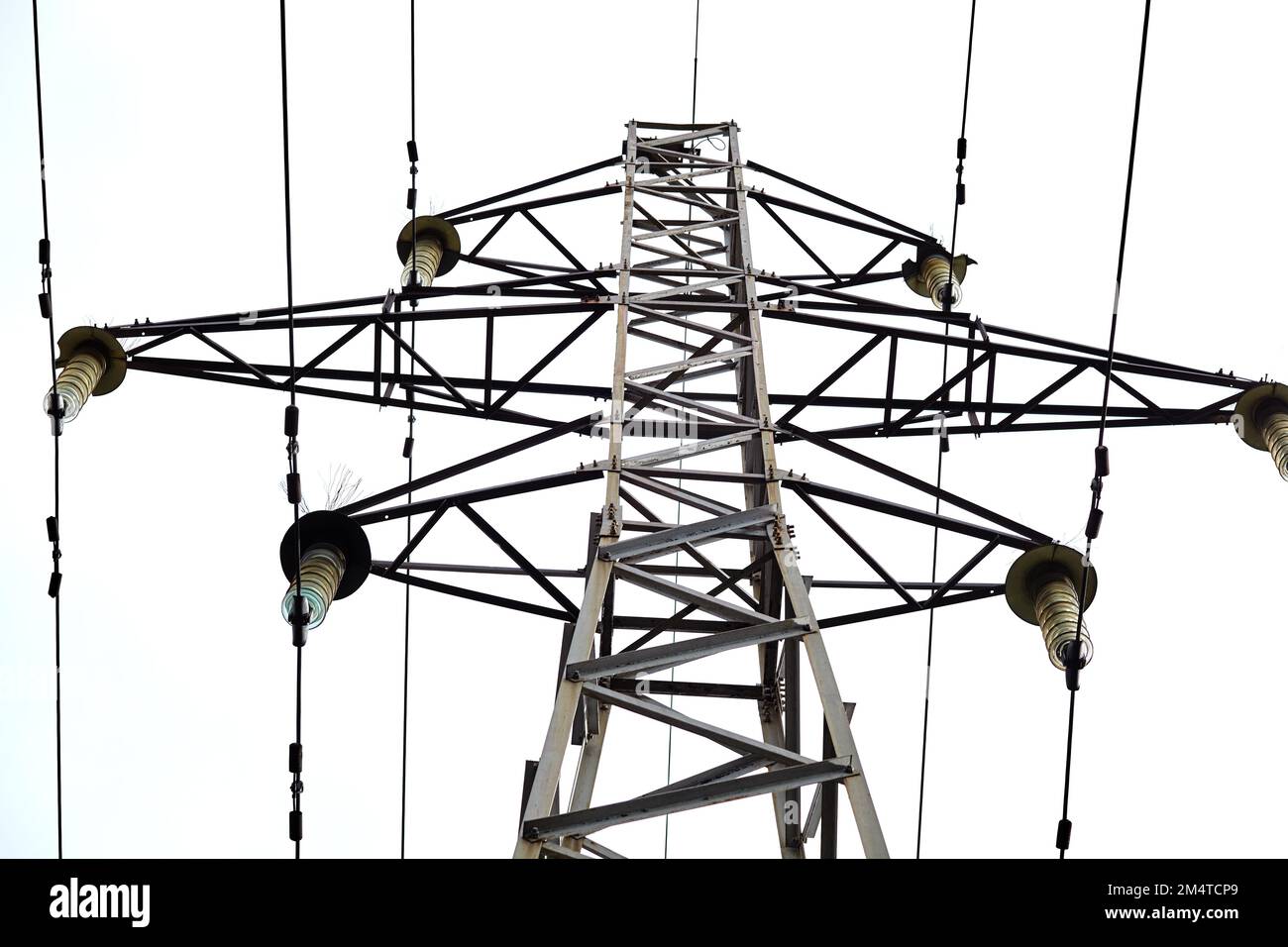 The large highvoltage transmission towers. Steel power pylon