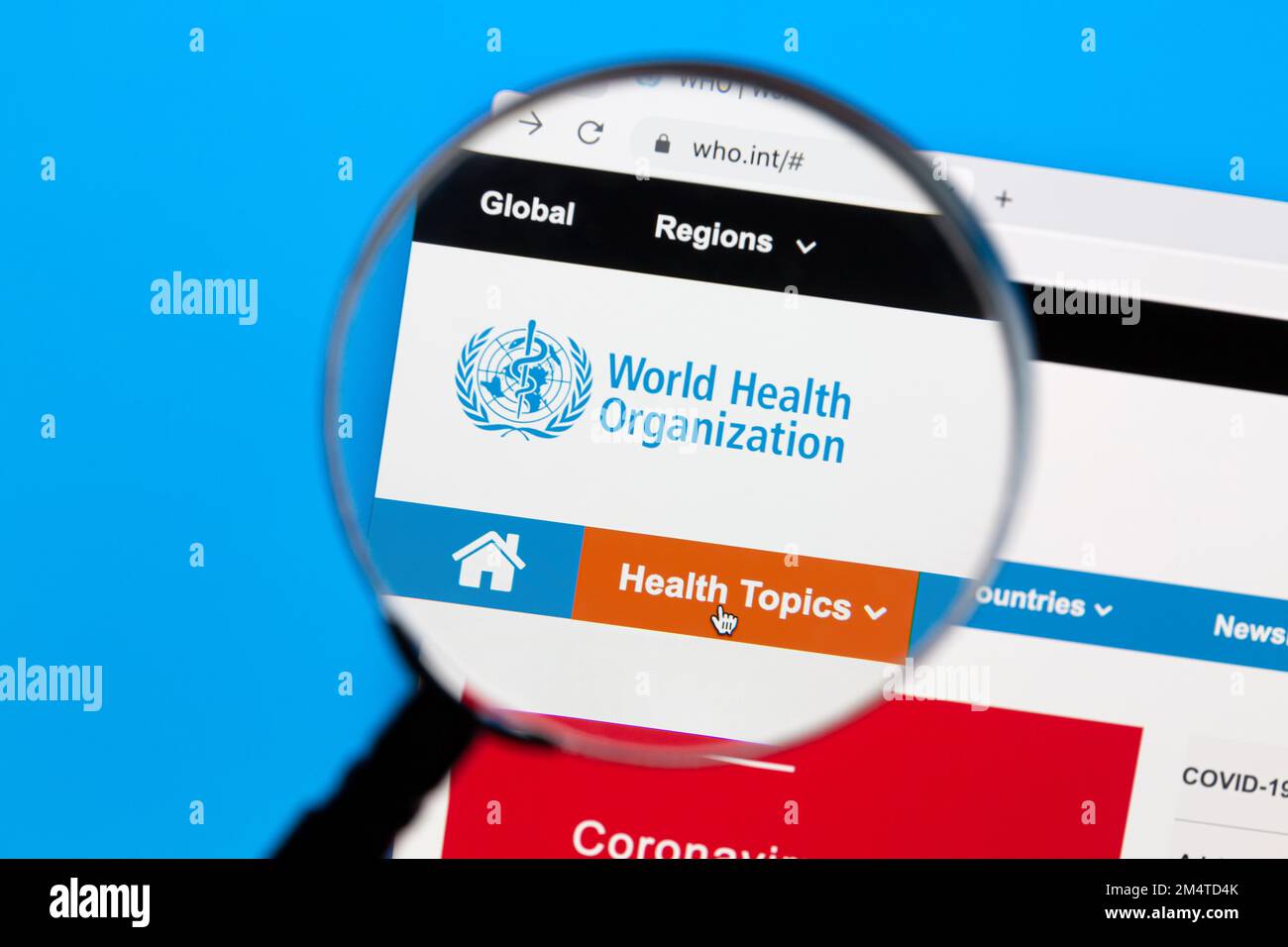 Ostersund, Sweden - Nov 2, 2021: World Health Organisation website. The World Health Organization (WHO is a specialized agency of the United Nations r Stock Photo