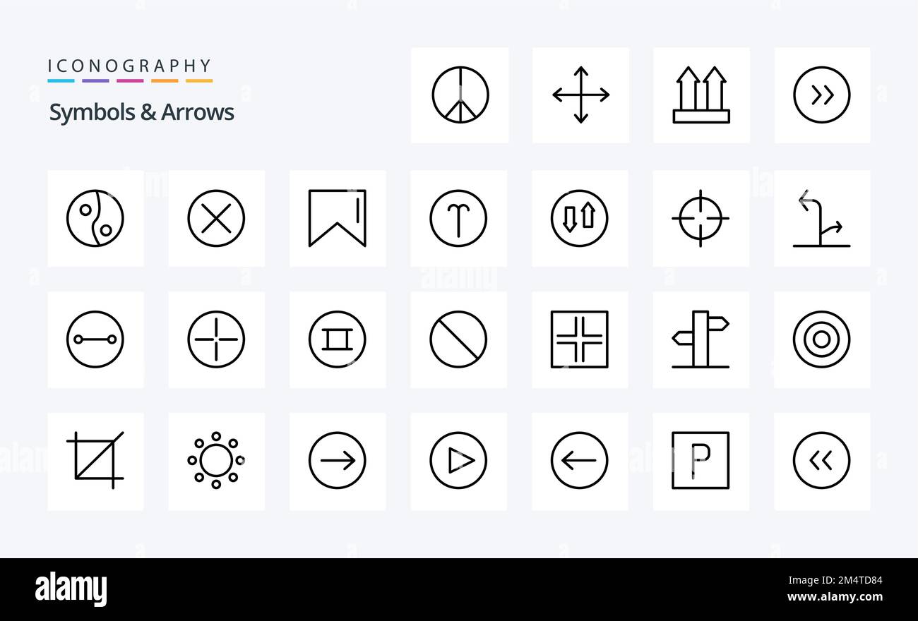25 Symbols Arrows Line icon pack Stock Vector Image & Art - Alamy