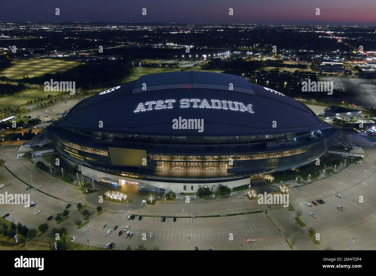A general overall aerial view of AT&T Stadium, Tuesday, Dec. 20, 2022 ...