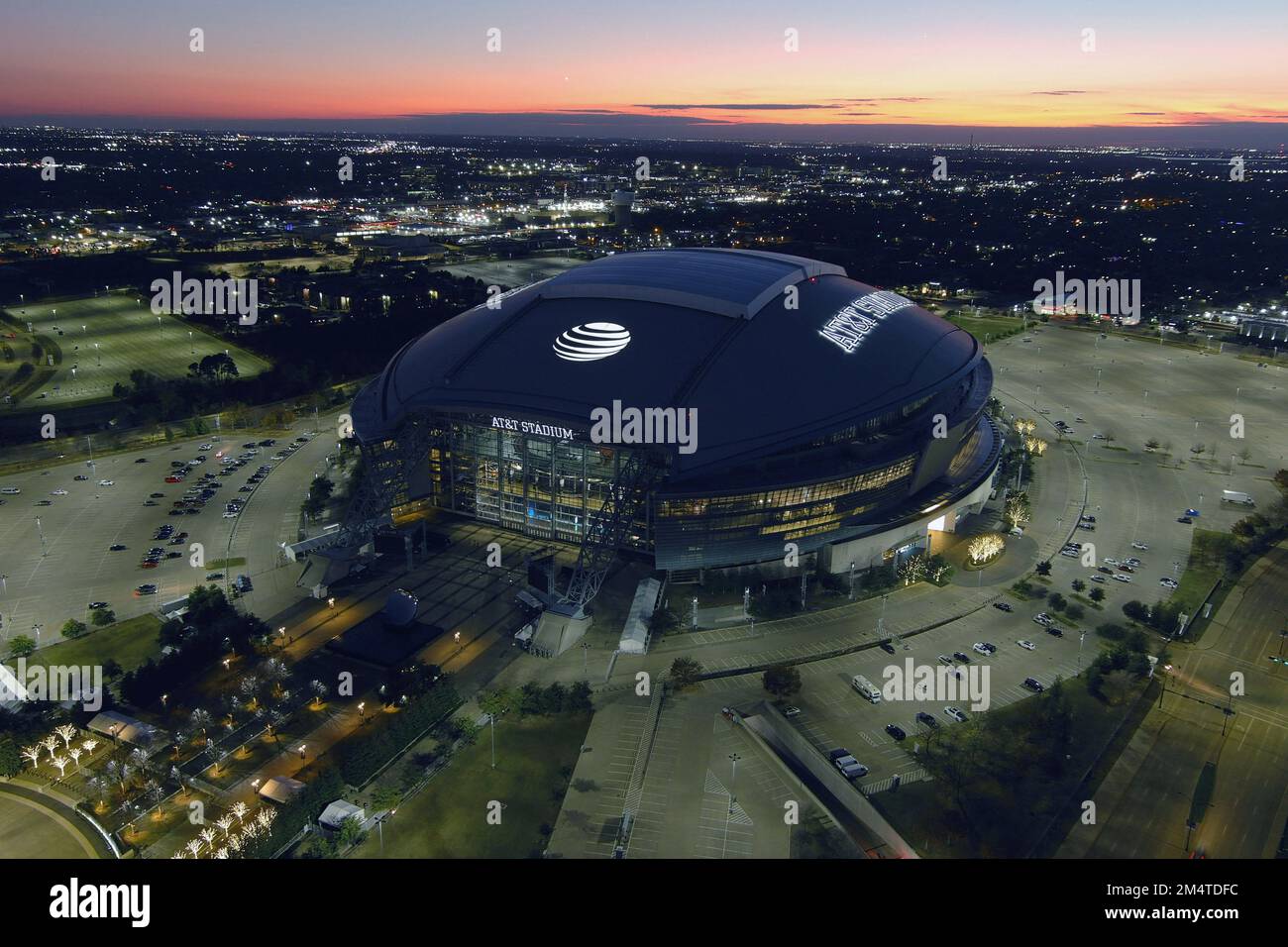A general overall aerial view of AT&T Stadium, Tuesday, Dec. 20, 2022 ...