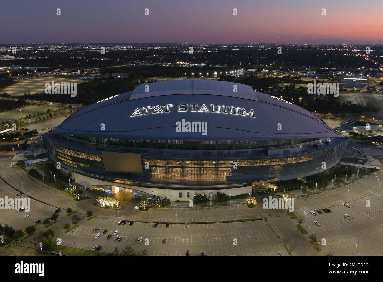A general overall aerial view of AT&T Stadium, Tuesday, Dec. 20, 2022 ...