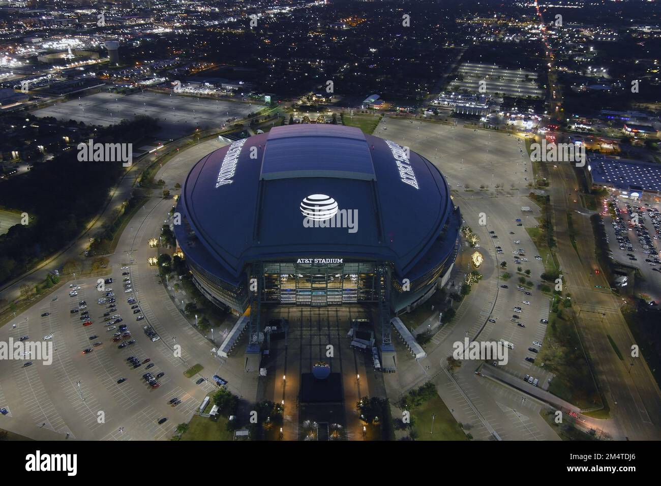 A general overall aerial view of AT&T Stadium, Tuesday, Dec. 20, 2022 ...