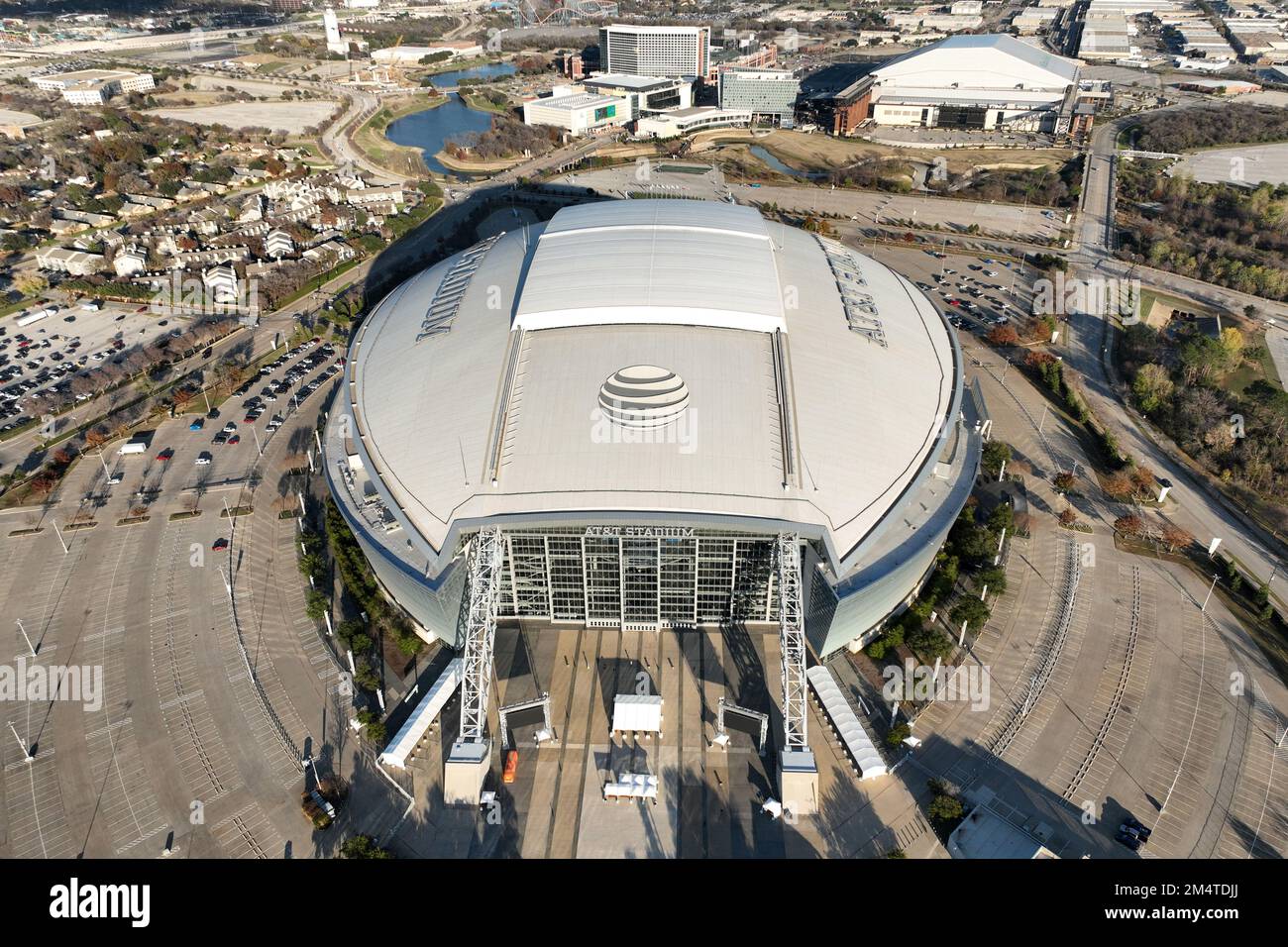 A general overall aerial view of AT&T Stadium, Tuesday, Dec. 20, 2022 ...