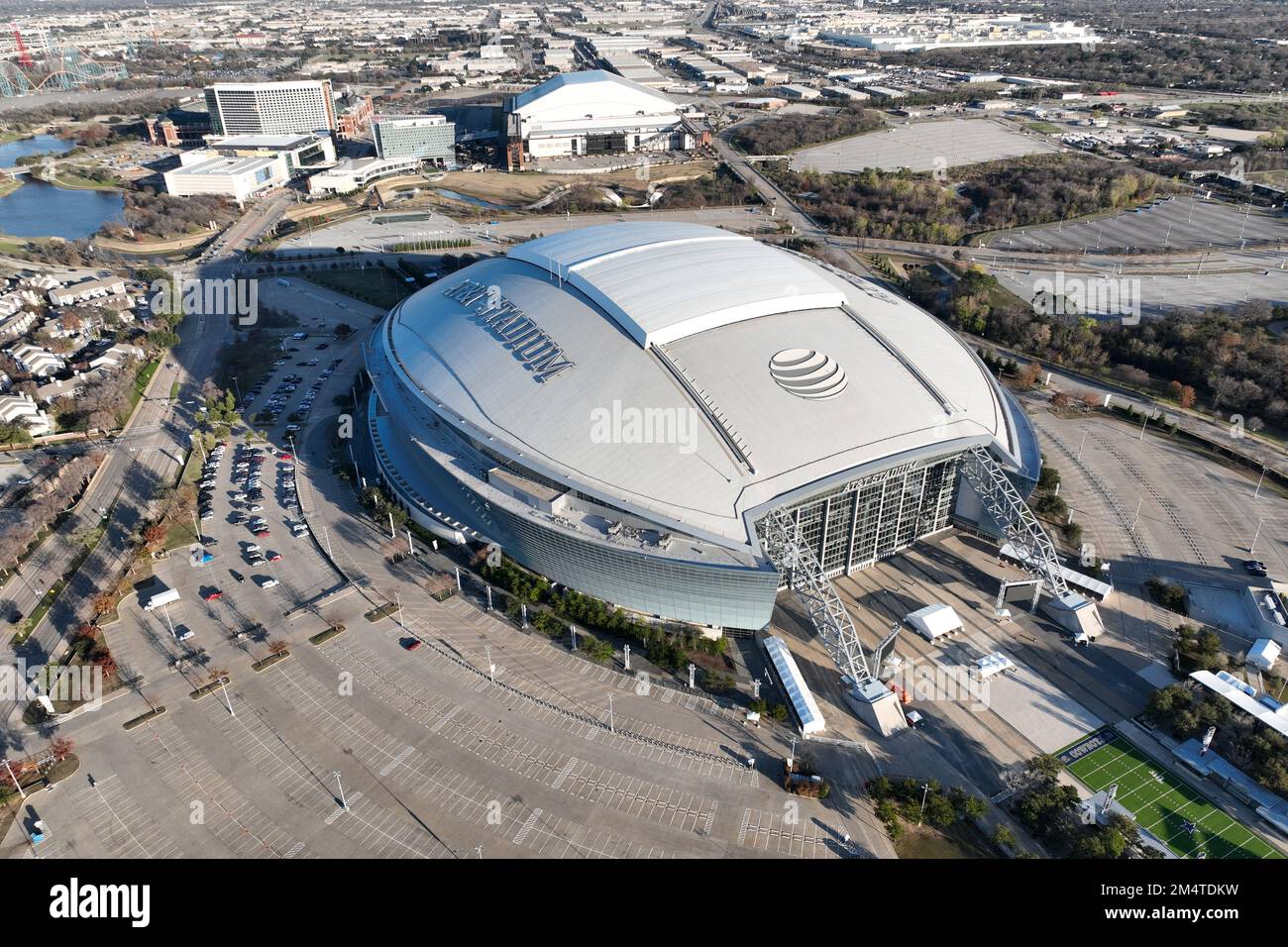 A general overall aerial view of AT&T Stadium, Tuesday, Dec. 20, 2022 ...