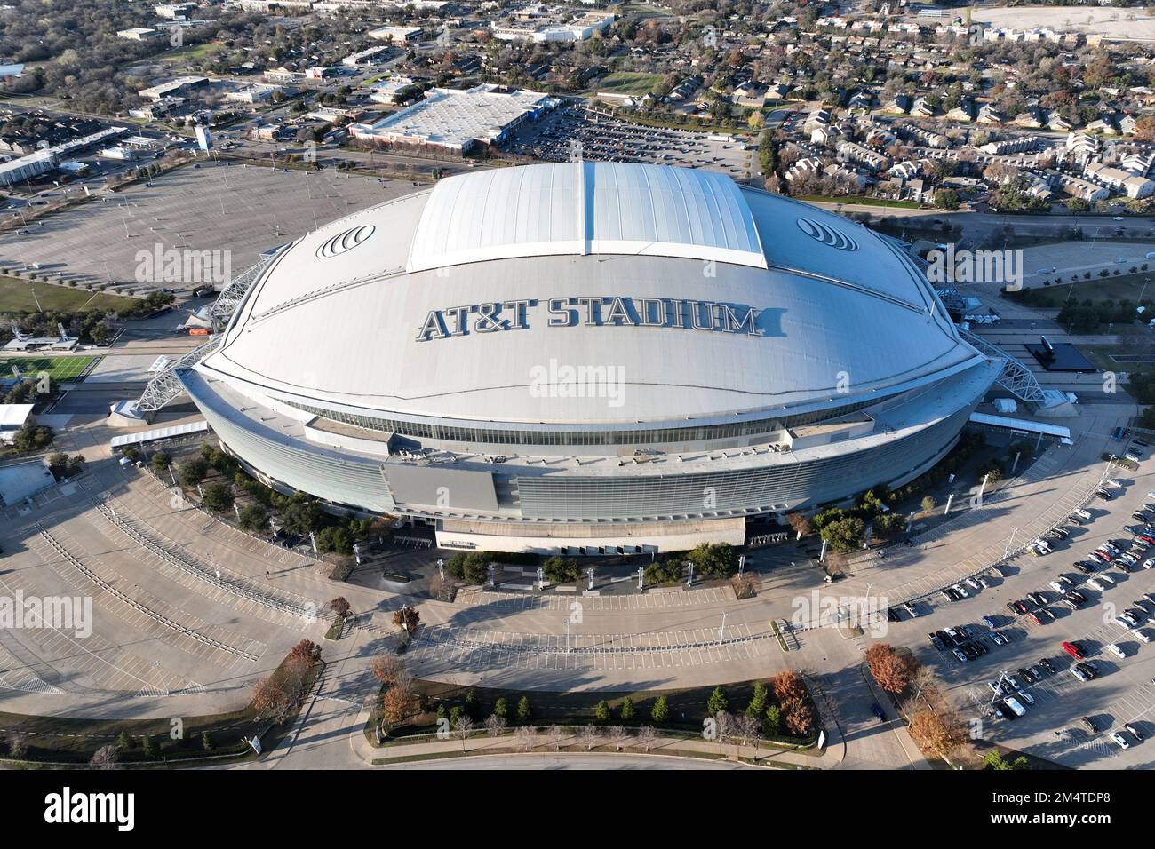 A general overall aerial view of AT&T Stadium, Tuesday, Dec. 20, 2022 ...