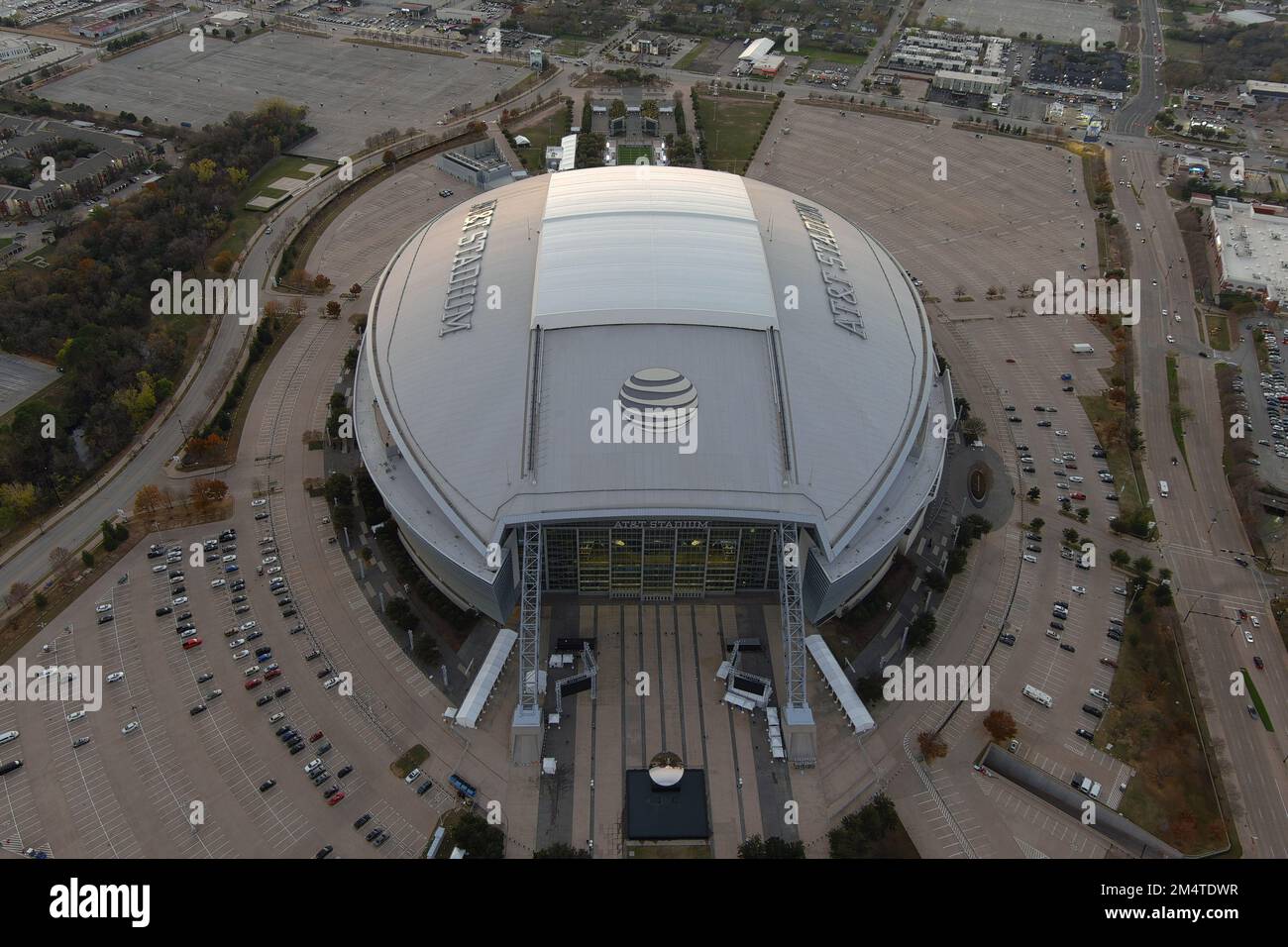 A general overall aerial view of AT&T Stadium, Tuesday, Dec. 20, 2022 ...