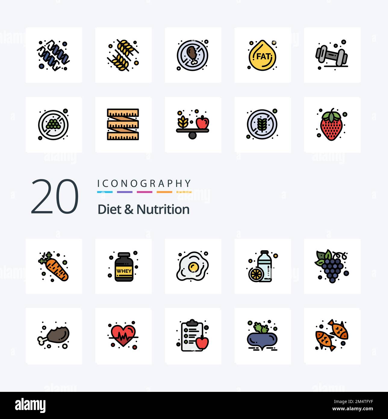 20 Diet And Nutrition Line Filled Color icon Pack like orange healthy