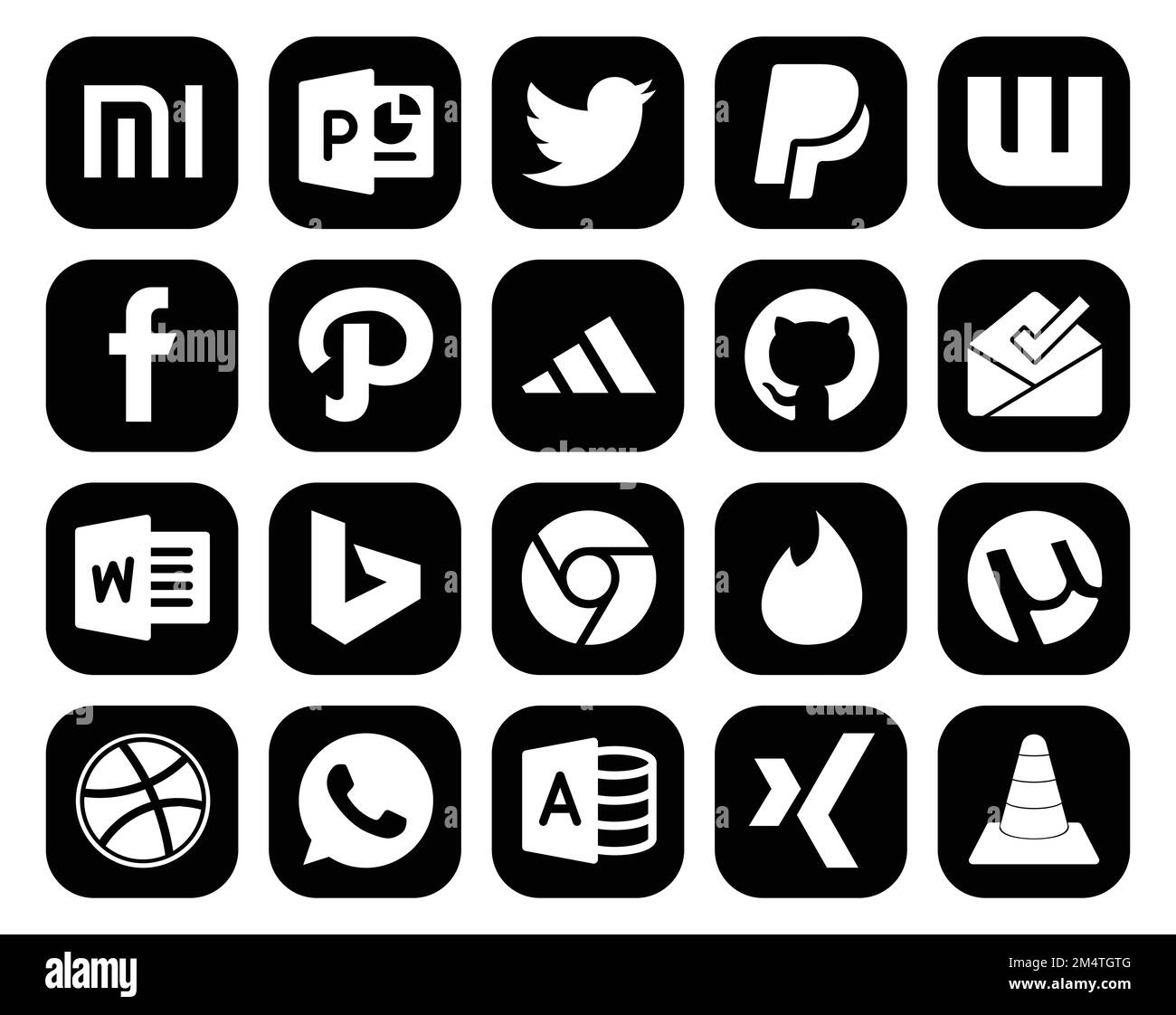 20 Social Media Icon Pack Including whatsapp. utorrent. adidas. tinder. bing Stock Vector