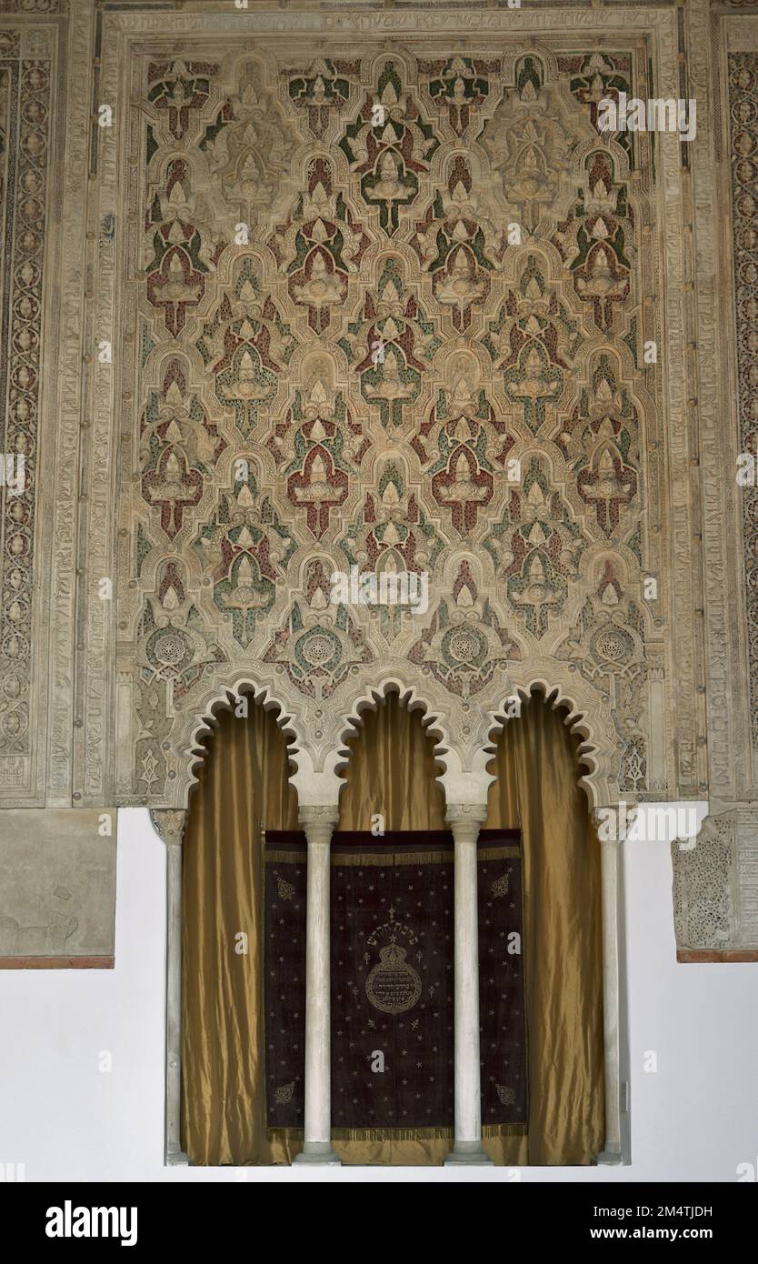 Sephardic Museum. Located in the El Transito Synagogue, built in the 14th century. Architectural detail of the interior. Toledo. Castile-La Mancha. Spain. Stock Photo