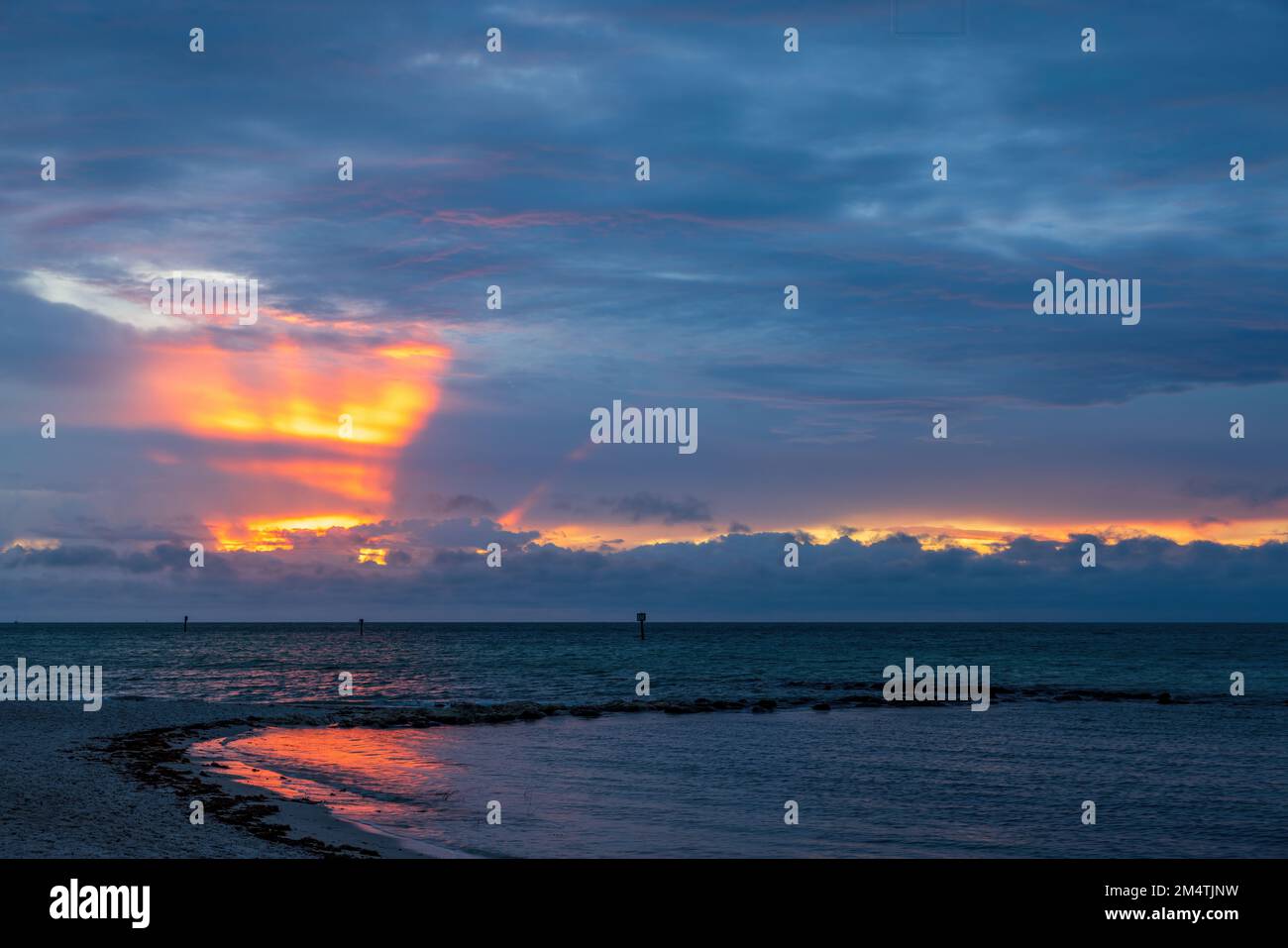 Colourfur sunrise at the Smathers beach in the Key West, Florida. Stock Photo