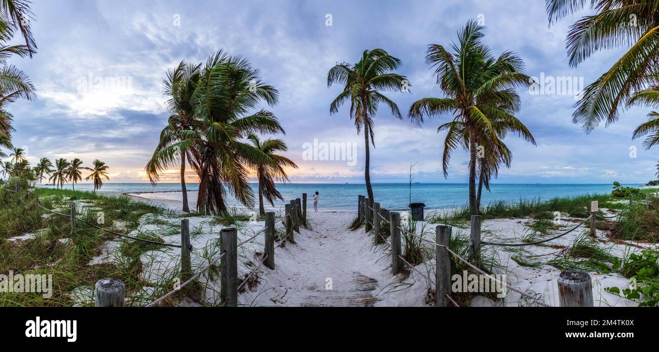 Colourfur sunrise at the Smathers beach in the Key West, Florida. Stock Photo