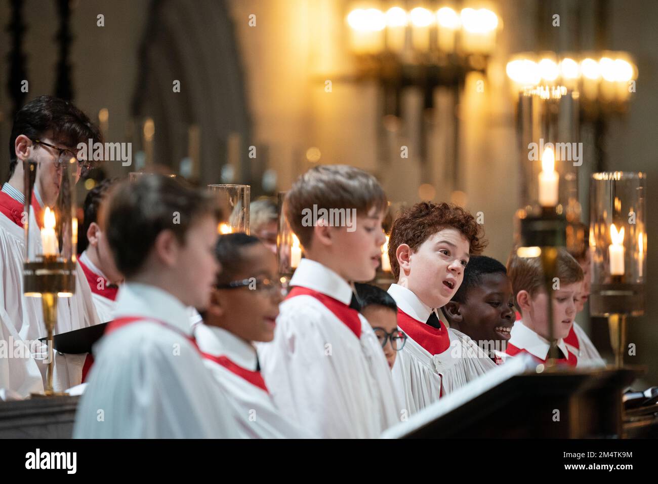 Choristers from the Choir of King's College, Cambridge, during a final