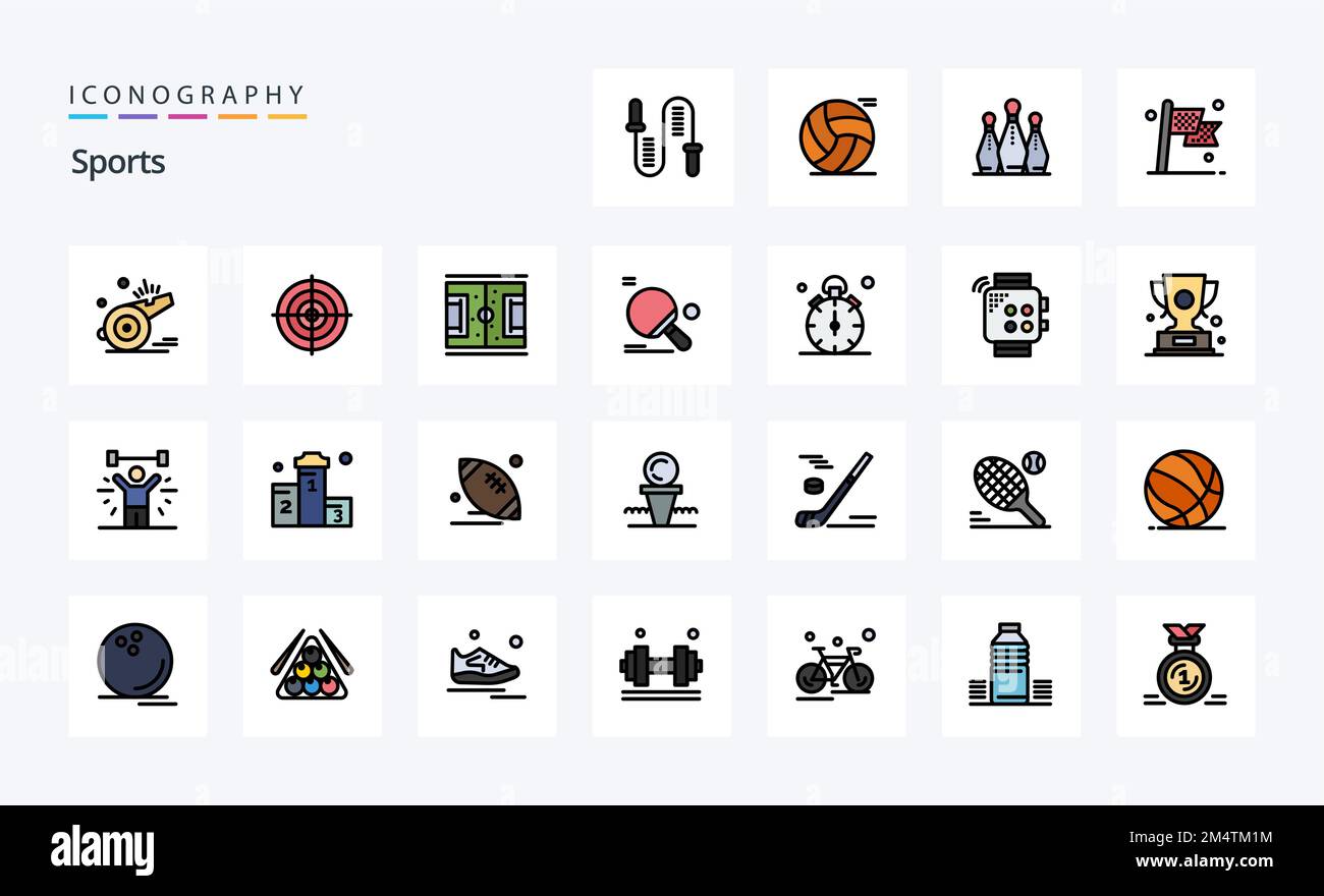 25 Sports Line Filled Style icon pack Stock Vector Image & Art Alamy