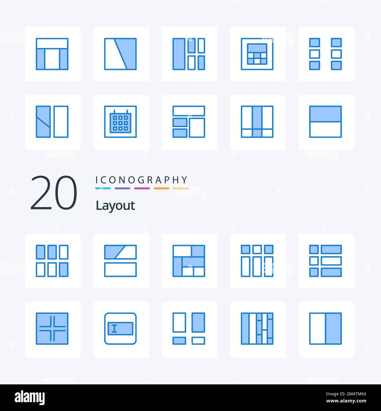 20 Layout Blue Color icon Pack like layout frame calculator editing ux