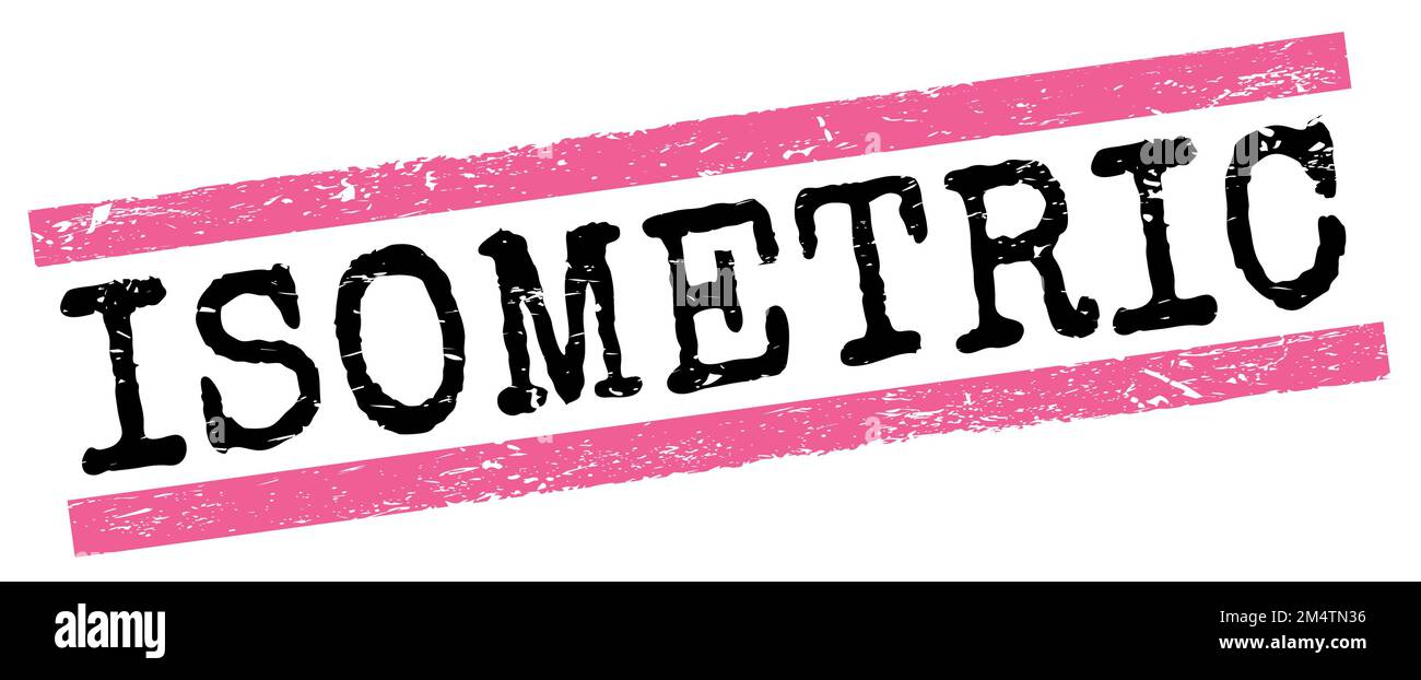 ISOMETRIC text written on pink-black grungy lines stamp sign Stock ...