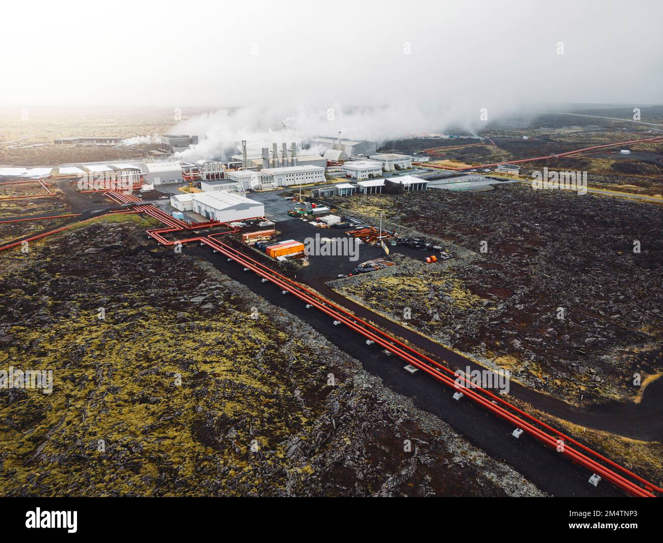 Large geothermal power plant in Iceland, stem coming out of the ...