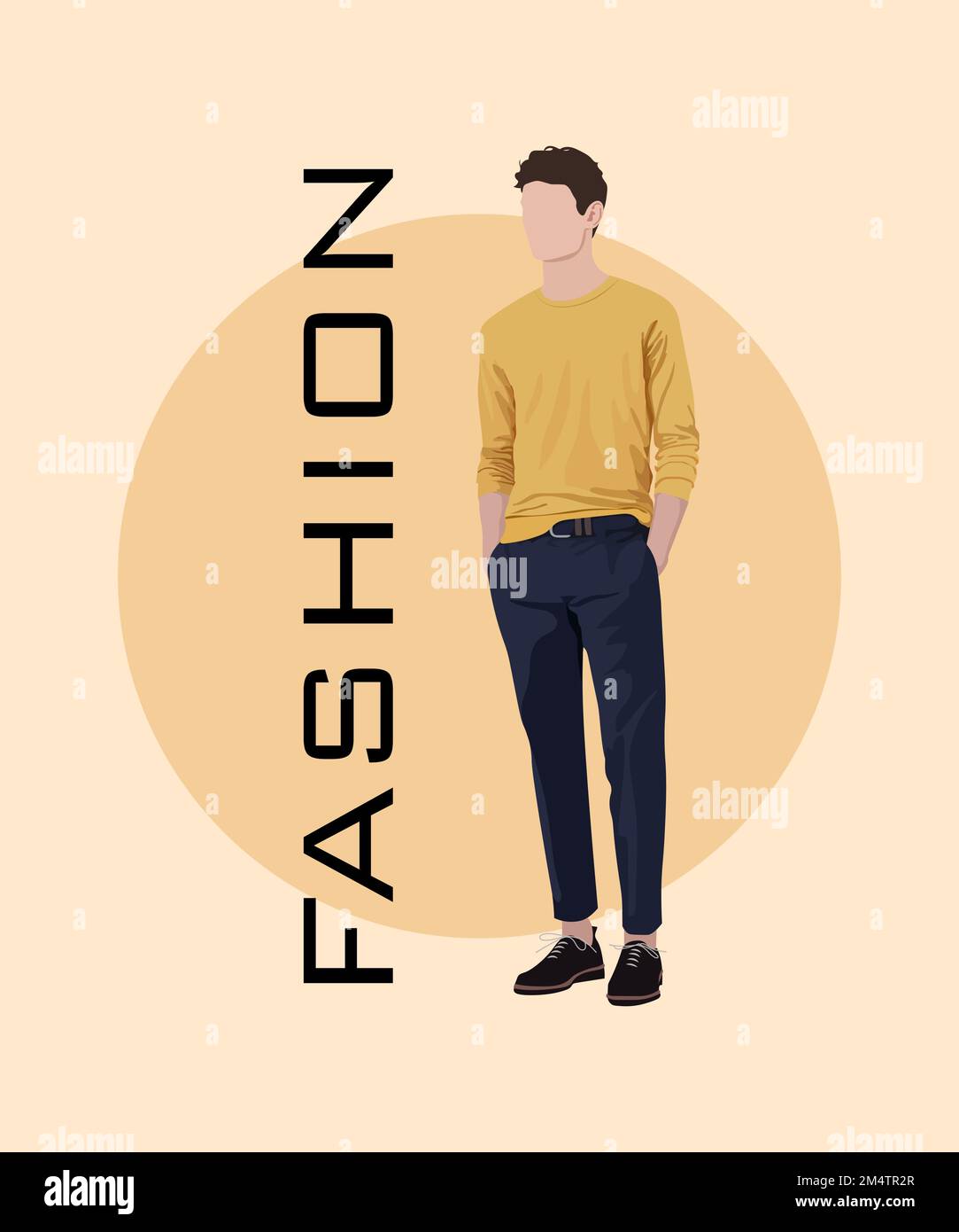 Stylish man in a flat style on an interesting background with the ...