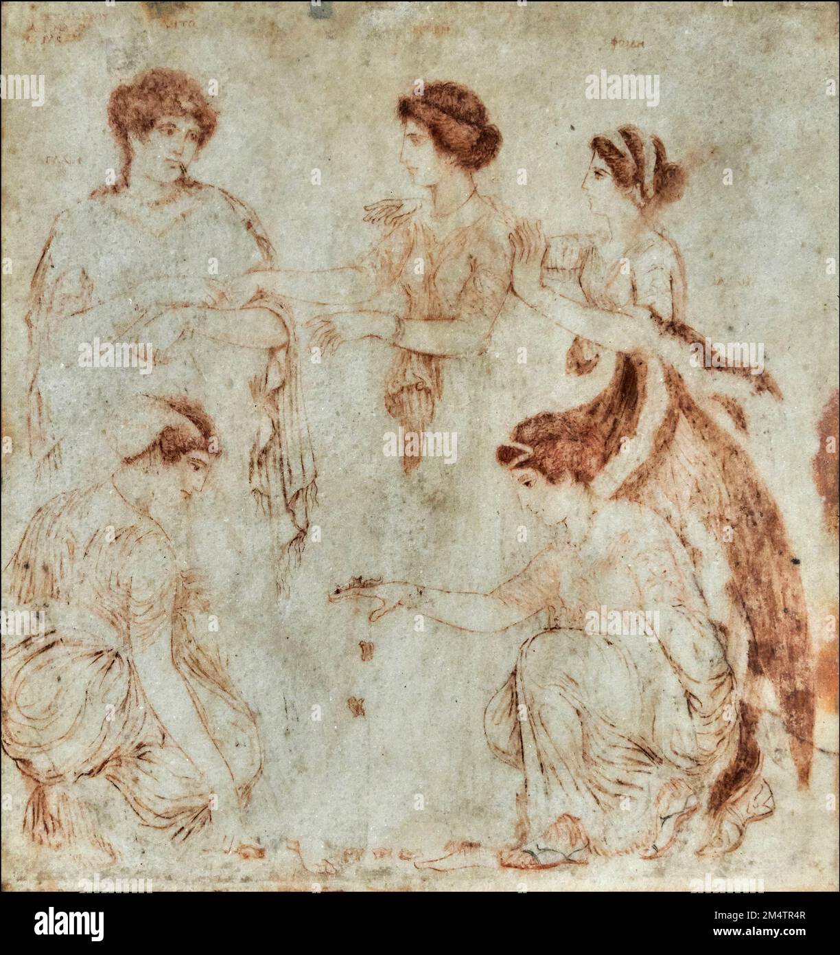 Giocatrici di astragali - marmo e pigmento  - PoErcolano  - I sec. d..C. Stock Photo
