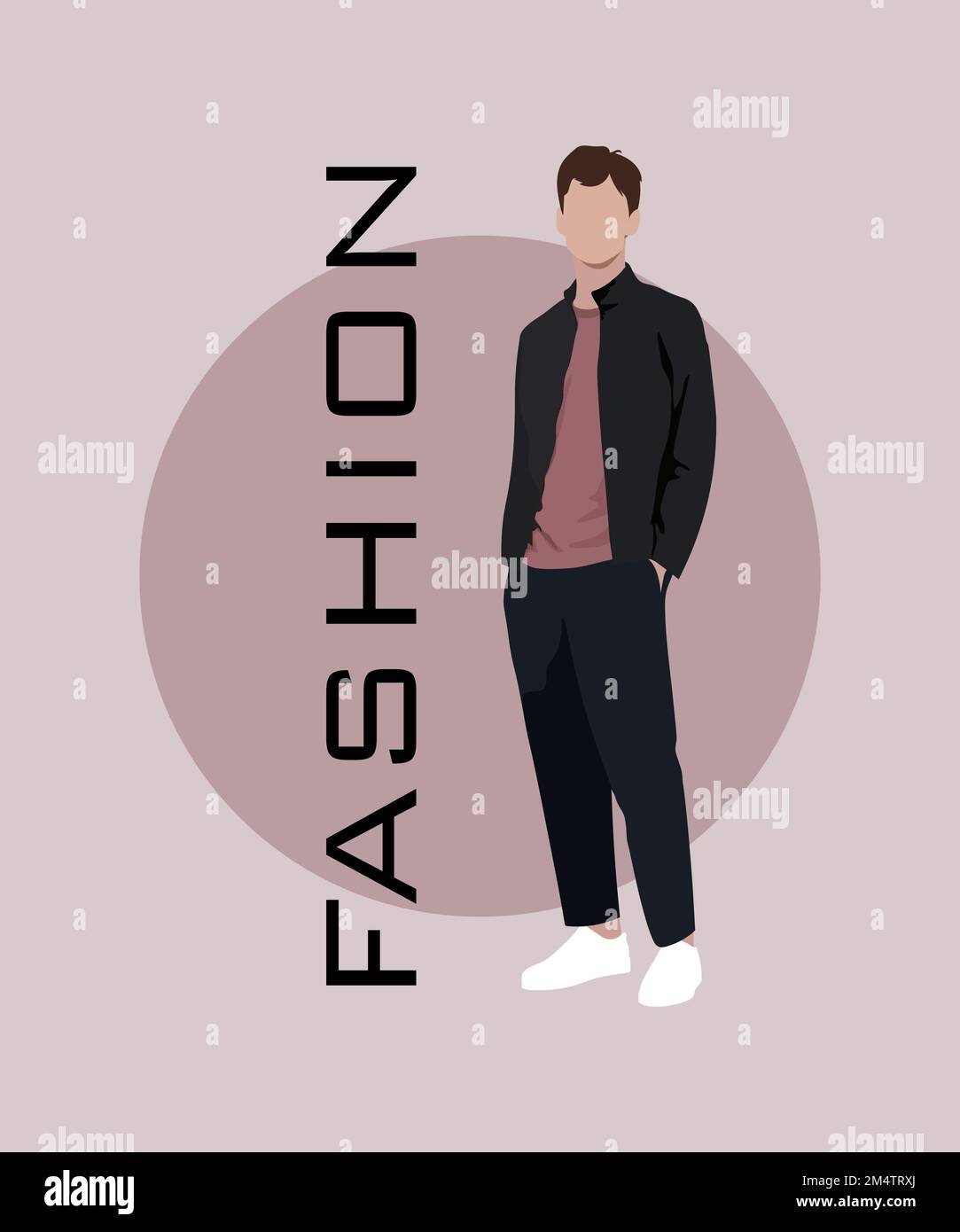 Stylish man in a flat style on an interesting and stylish background ...