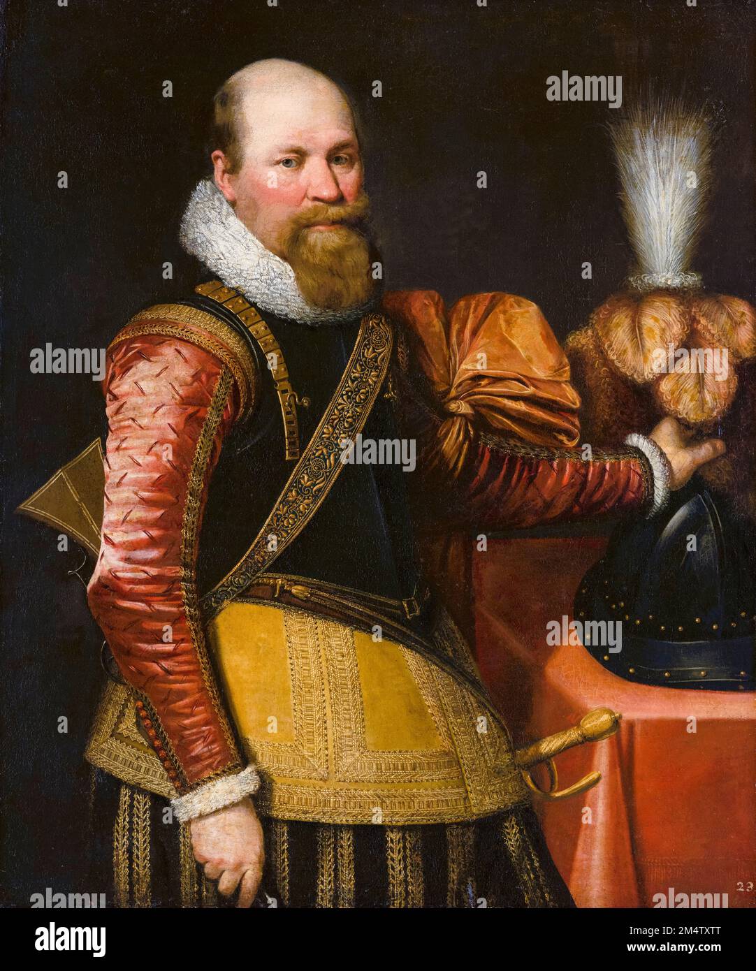 Portrait of an Officer, painting in oil on canvas by Jan van Ravesteyn, 1611-1621 Stock Photo