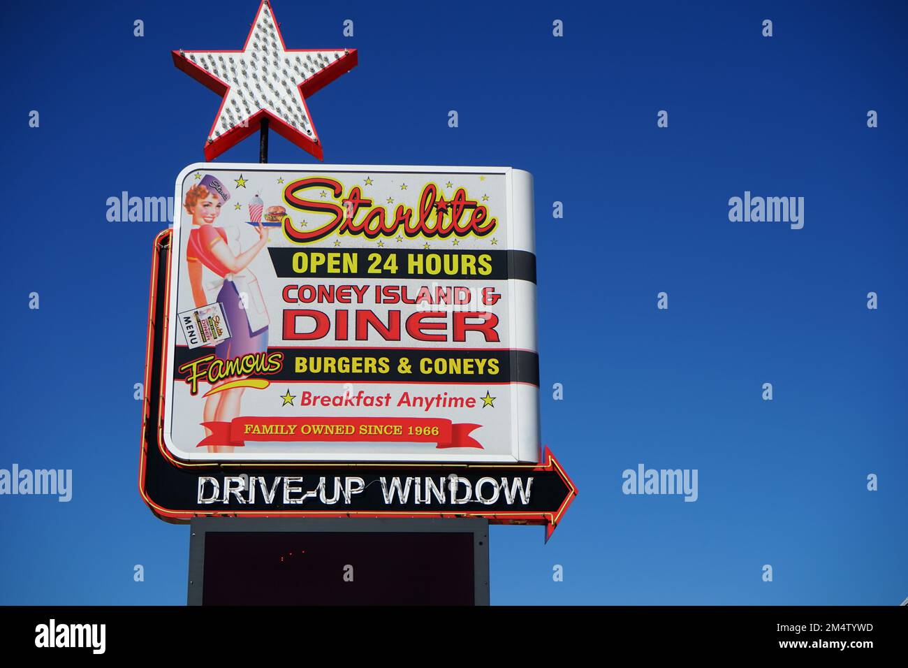 The sign of the historic Starlite Diner in Flint, Michigan Stock Photo