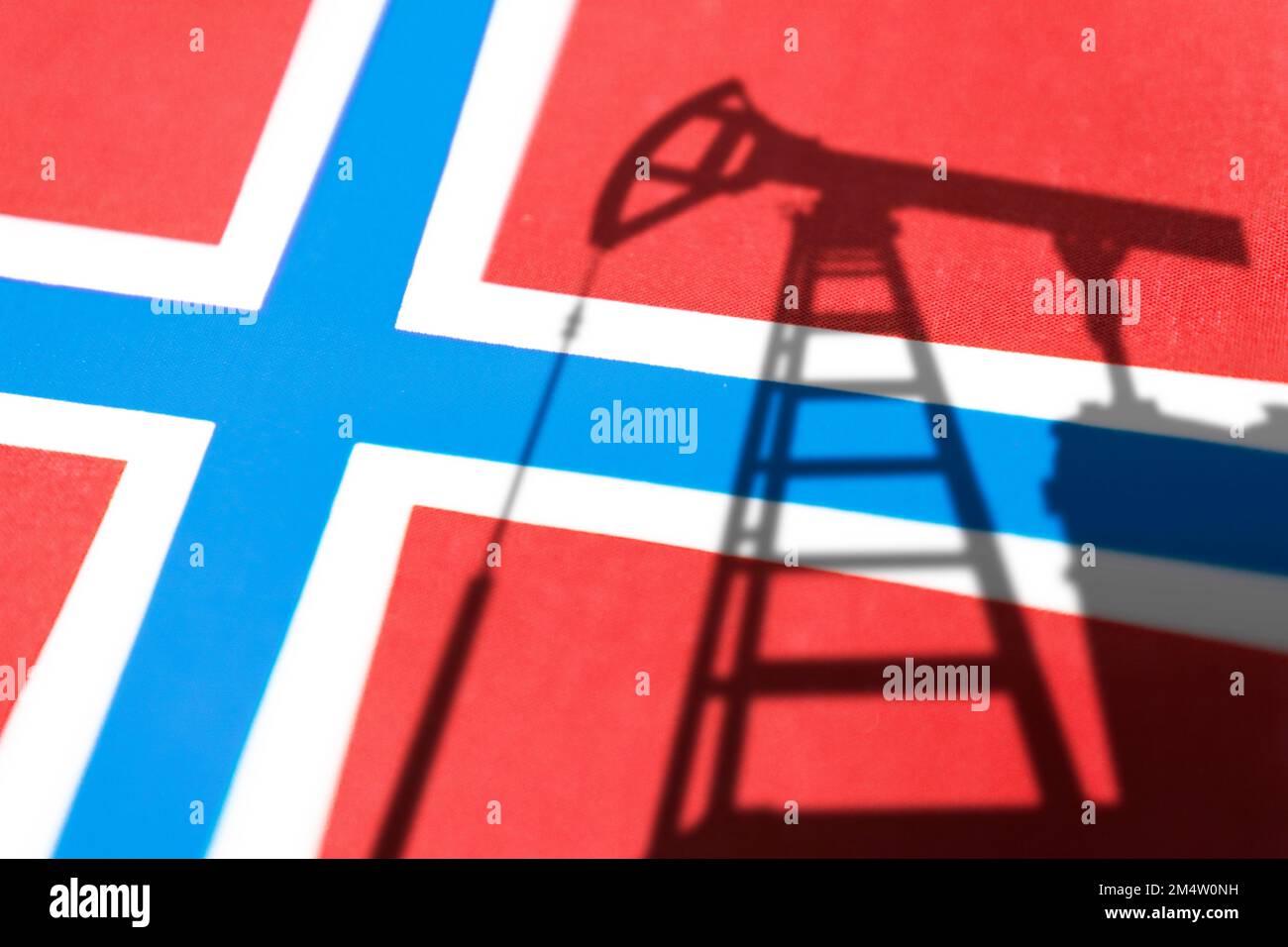 The oil industry of Norway. Oil rigs on the background of the Russian