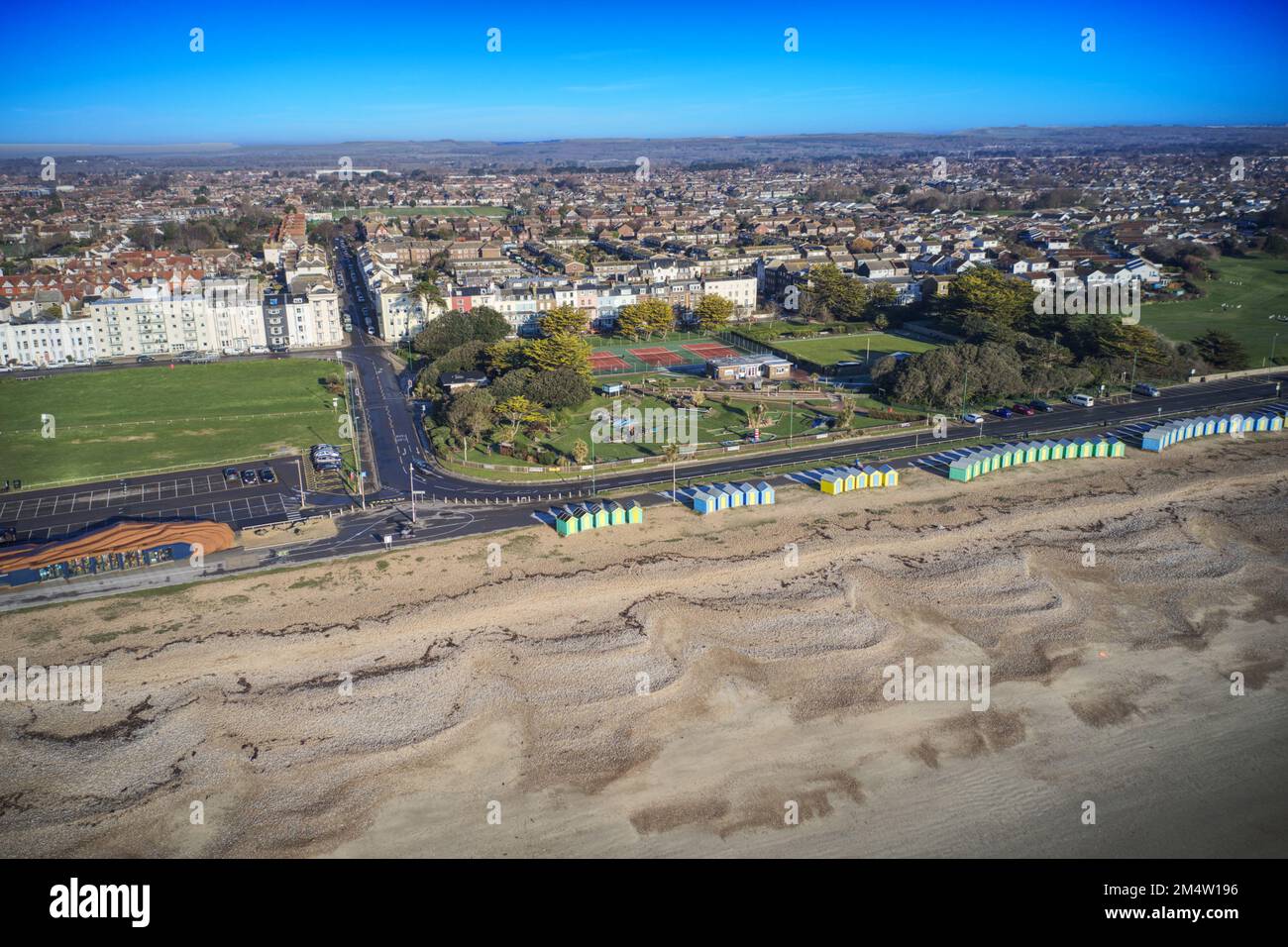 Littlehampton East Beach with Norfolk Gardens in the background, where