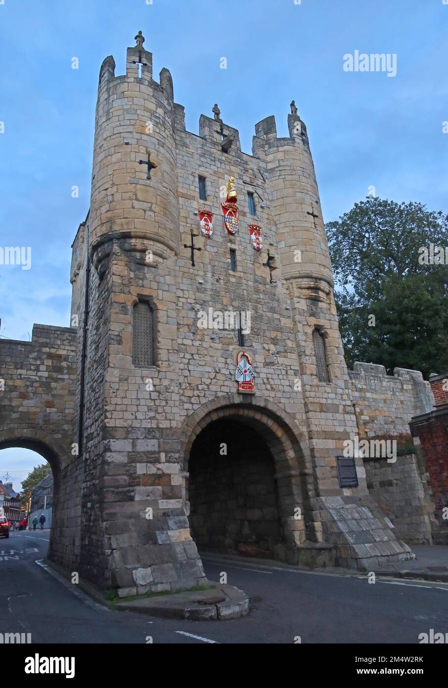 Historic monument on the walls, Micklegate Bar, York , North Yorkshire, England, UK, YO1 6JX Stock Photo