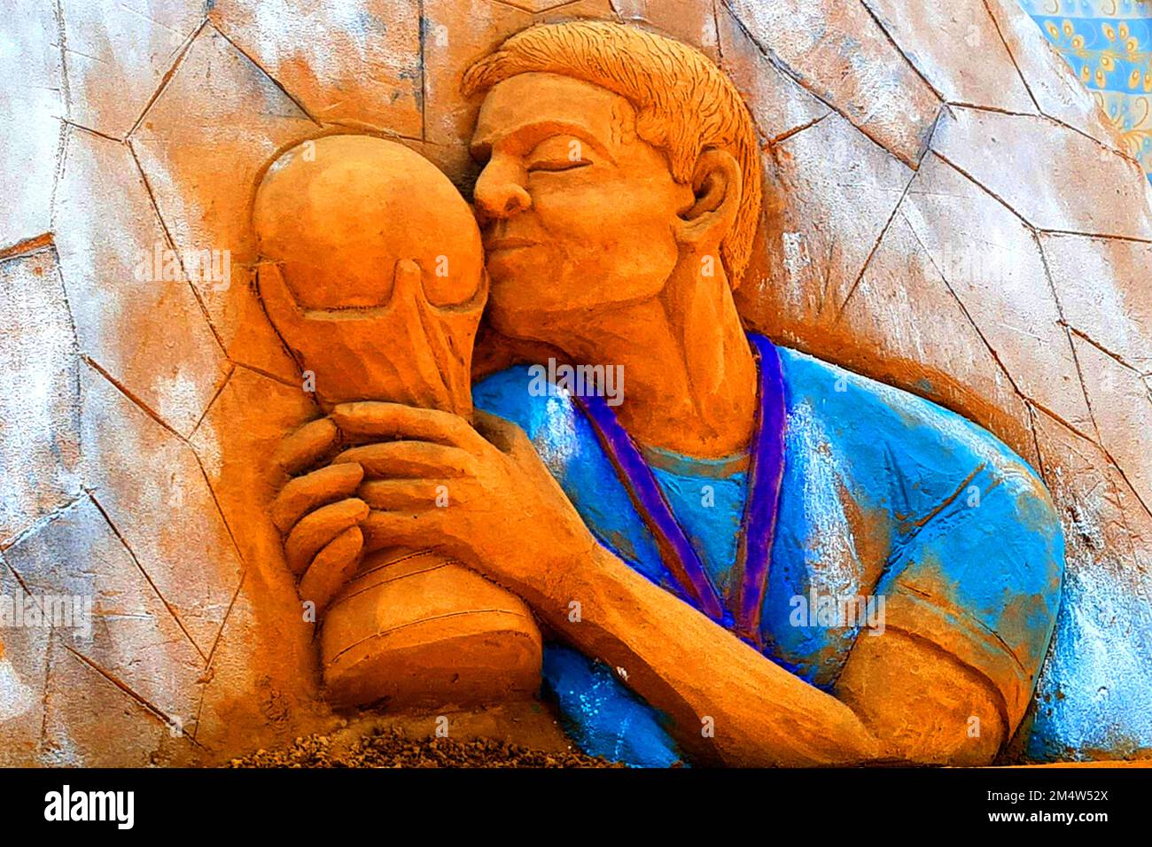 Indian Sand artist makes a sand art congratulating Argentina on its