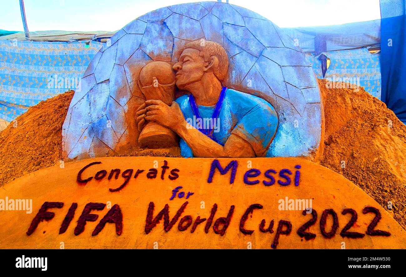 Indian Sand artist makes a sand art congratulating Argentina on its