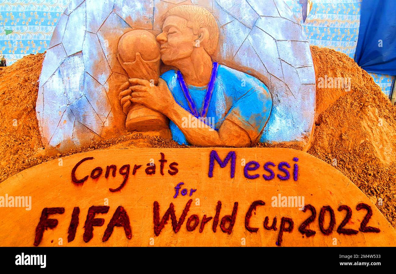 Indian Sand artist makes a sand art congratulating Argentina on its